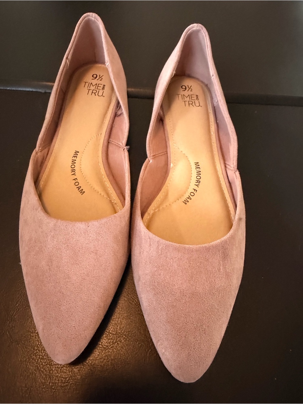 Time and Tru Mauve Pointed Toe D’Orsay Memory Foam Flats 9.5